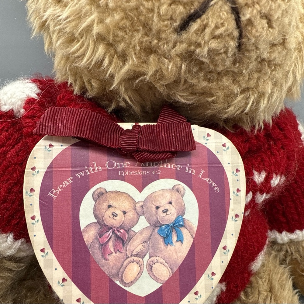 BearPaw Brown Teddy with Red Knit Sweater
